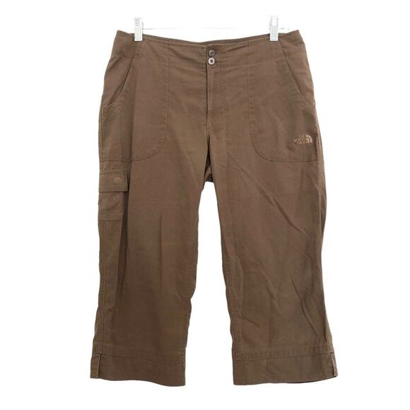 THE NORTH FACE 100% Nylon Ripstop Cropped Cargo Hiking Pants Brown Size 8 - Picture 1 of 10